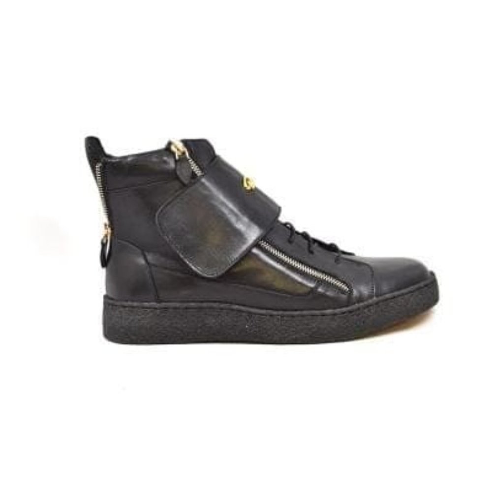 British Walkers Empire Men's Black Leather Crepe Sole High Tops - Picture 3 of 9